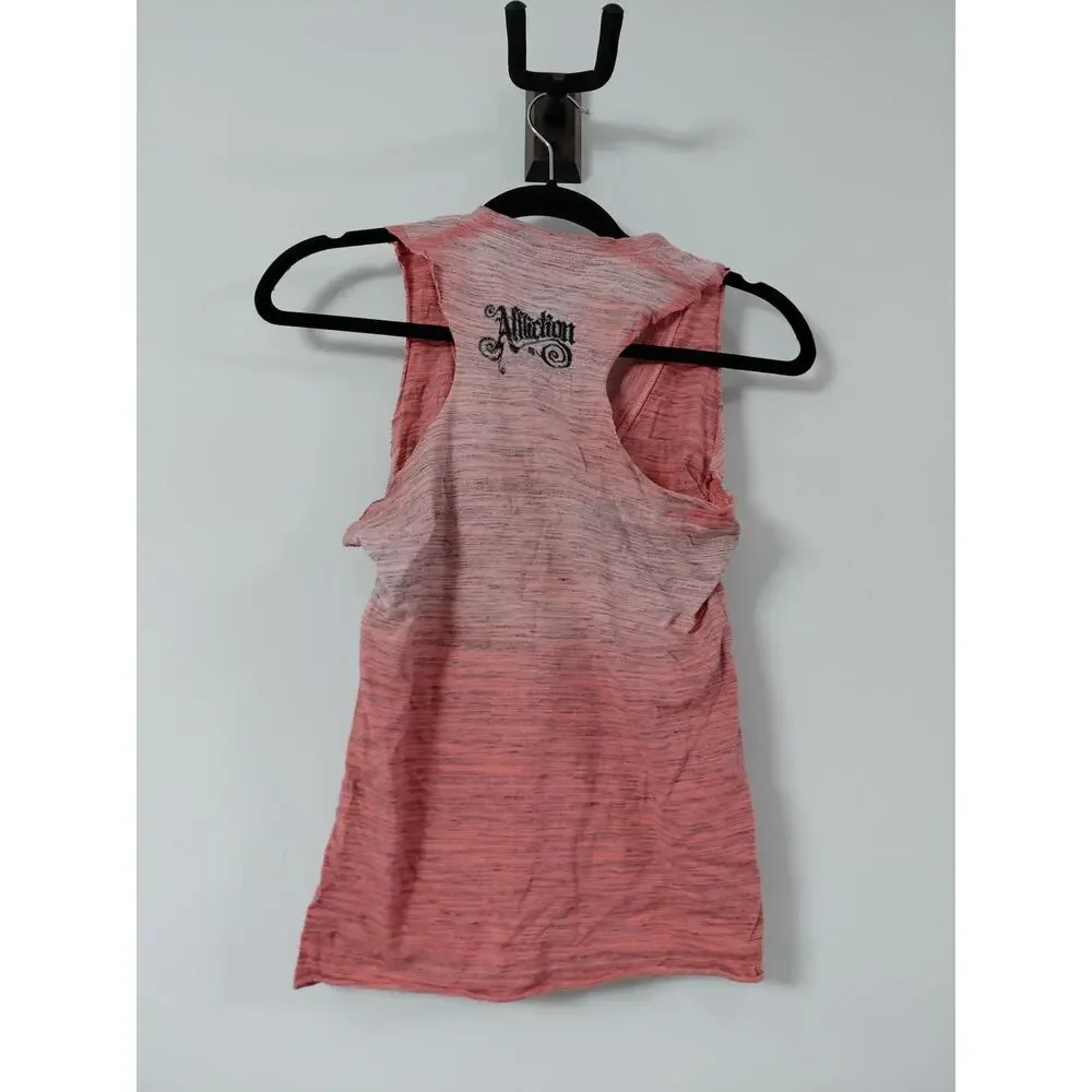 Affliction Graphic Print Tank Top Pink Knit Sleeveless Women Size XS - Picture 2 of 6